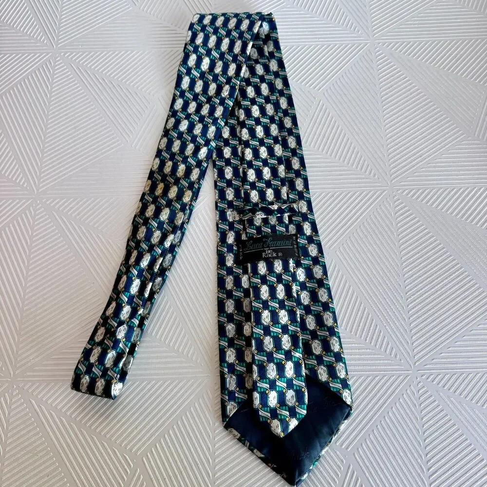 Luca Franzini Tie Rack Luxury Tie Navy Gemstone Print Silk Necktie